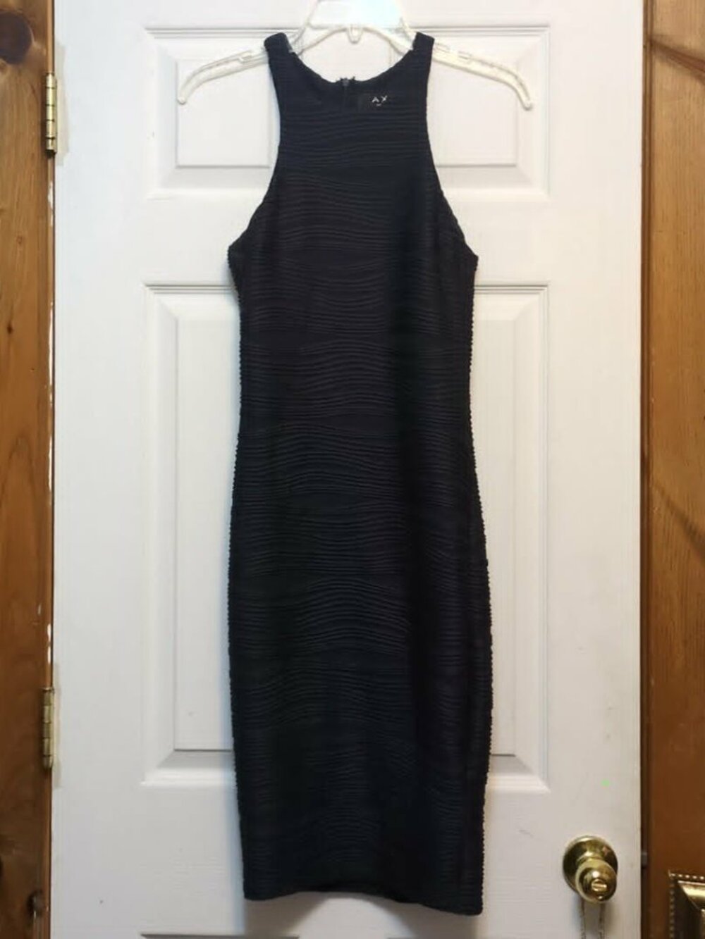 AX Paris Ribbed Bodycon Dress Sz 10 Dark Navy Blue Stretchy Sexy Sleeveless Chic